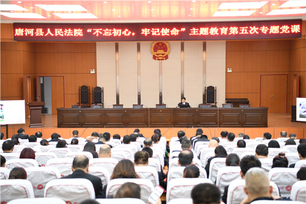 唐河县法院开展“不忘初心、牢记使命”主题教育第五次专题党课