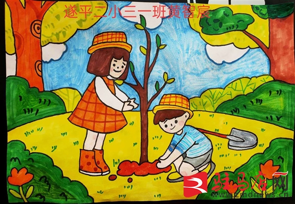 遂平县二小植树节网上绘画活动剪影