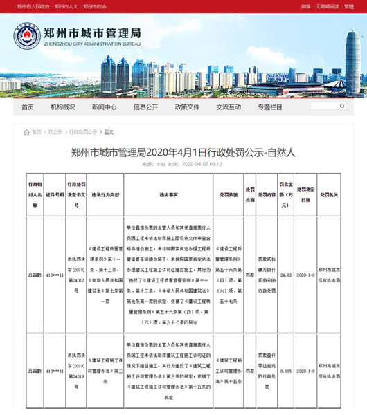 中国铁路郑州局旗下三家单位无证擅自施工被罚款276万元