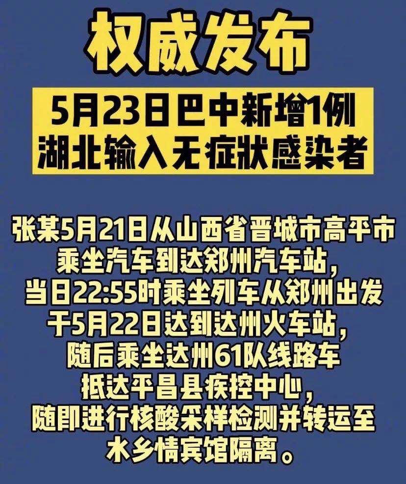 四川查出一名无症状感染者!5月21日乘汽车从山西到郑州 当晚坐火车离开