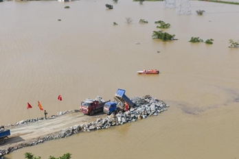 问桂道圩堤发生漫决 封堵进行时