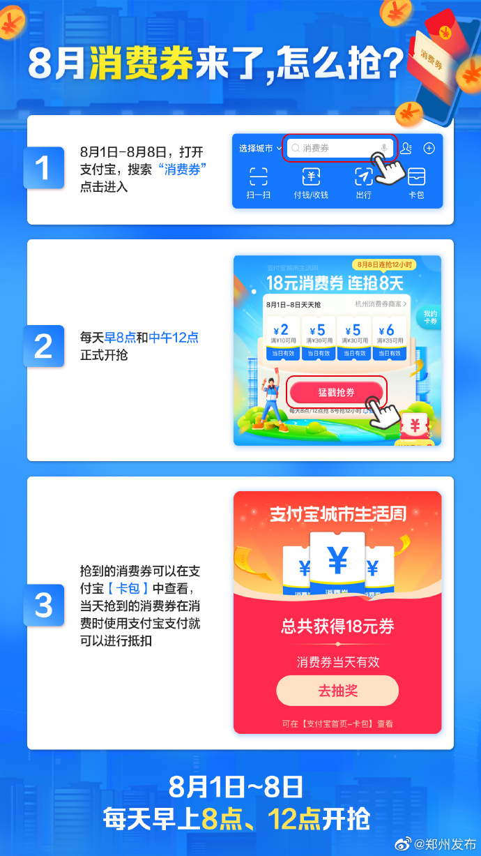 定好闹钟！郑州、洛阳等河南六城联合支付宝发消费券