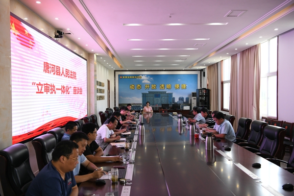 唐河县法院召开“立审执一体化”工作座谈会