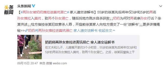 两孙女被奶奶推拉进粪坑溺亡 网友：