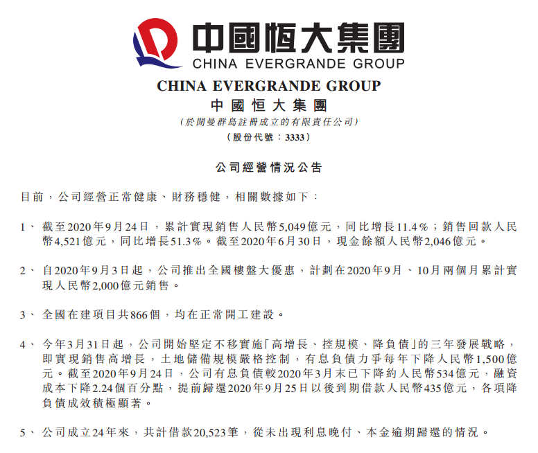 重拳辟谣亮“家底”!恒大发布公告“秀实力”,经营稳健核心数据亮眼!