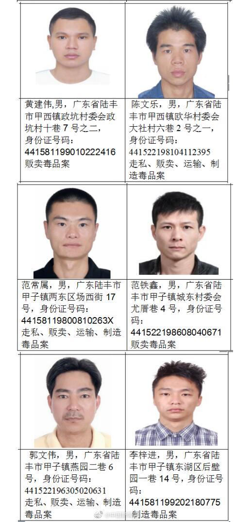 广东陆丰通缉18名涉毒逃犯：每举报一人奖励80万