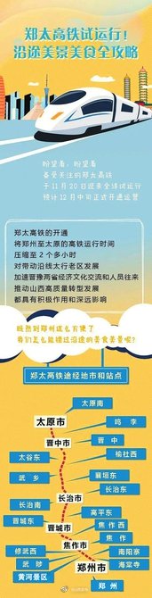 早上胡辣汤，中午刀削面！郑太高铁将于12月12日通车运营