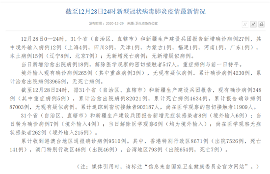 权威消息！31省新增本土确诊15例 在北京辽宁