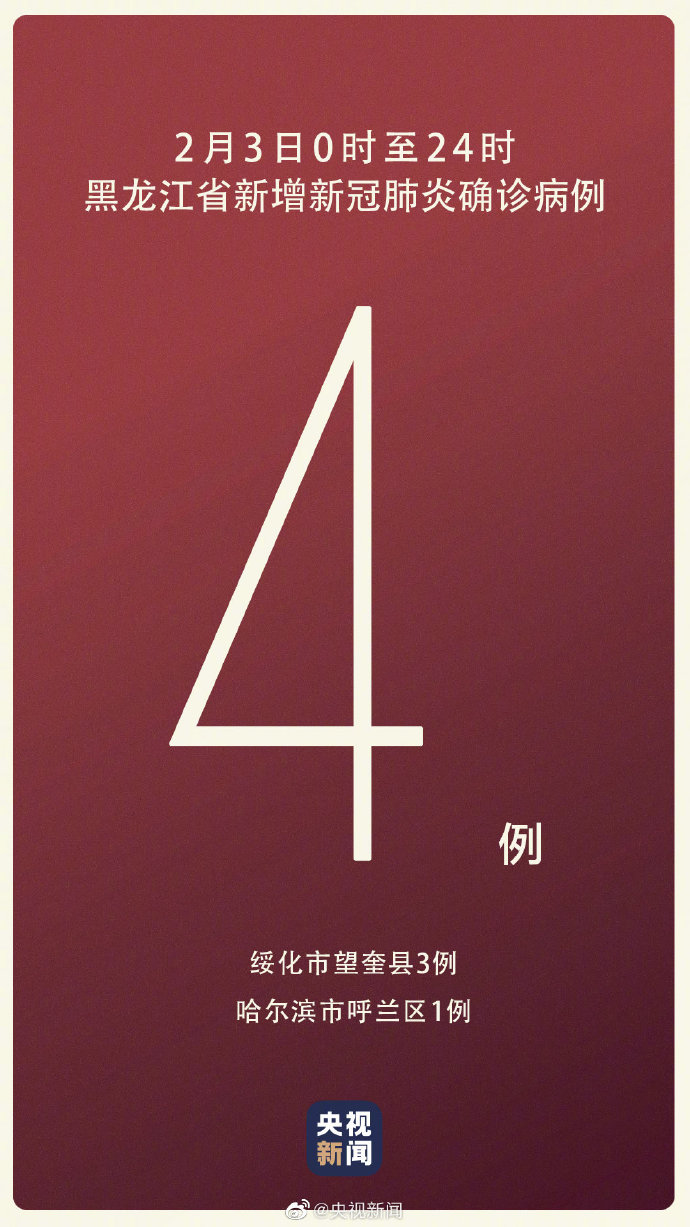 黑龙江新增4例确诊 黑龙江新增1例无症状