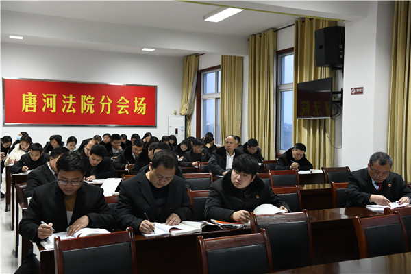 唐河县法院组织开展政法队伍教育整顿专题学习