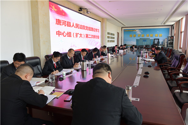 唐河县法院召开党组理论学习中心组（扩大）第二次研讨会