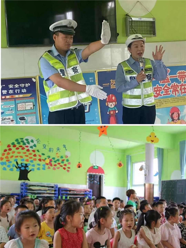 社旗县交警开展暑期校园交通安全和防溺水宣传教育活动
