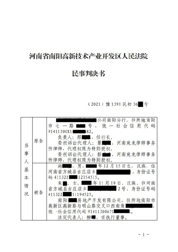 南阳高新区法院推出金融案件表格式判决书