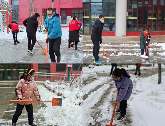 除雪破冰 情暖校园——郑东新区龙华小学开展志愿除雪活动