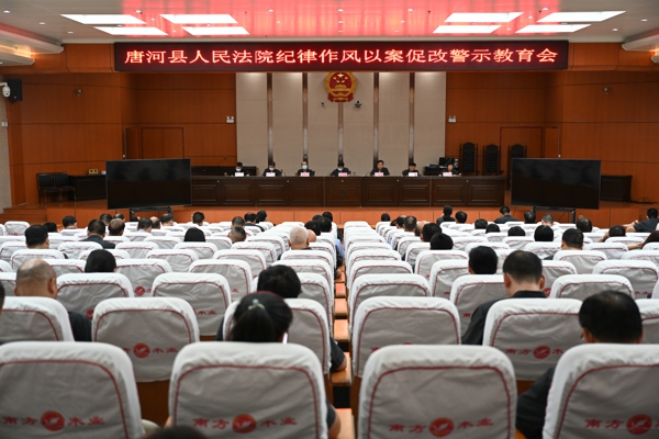 唐河县法院召开“观念能力作风建设年”活动推进会暨以案促改警示教育会