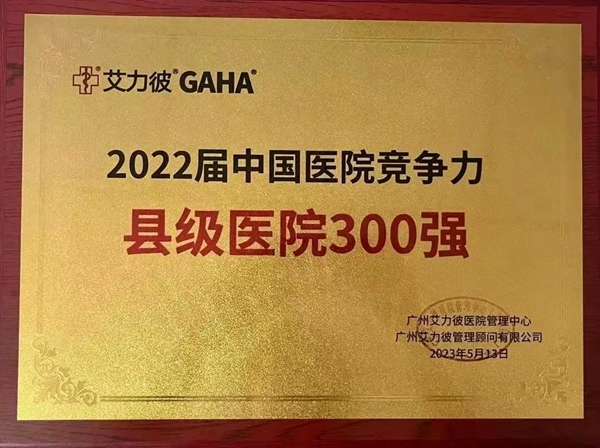 ​连续6年 西平县人民医院荣登全国县级医院300强