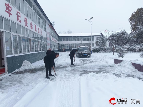 ​西平县专探乡组织机关工作人员开展扫雪活动