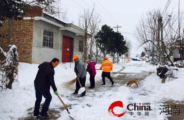 驻马店开发区开源办事处张楼村组织人员清理积雪服务于民
