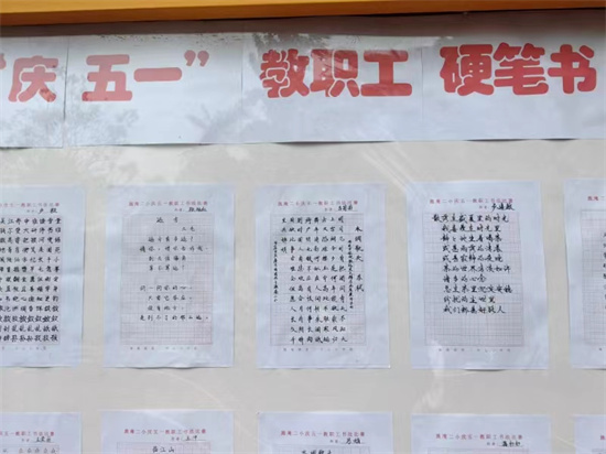 新野县施庵镇第二中心小学举行“庆五一”教职工硬笔书法比赛