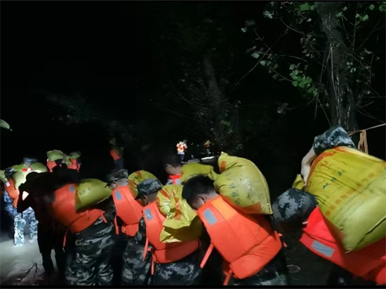 新野县沙堰镇 在抢险救灾中交出民兵答卷