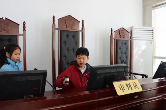 学生们体验敲法槌