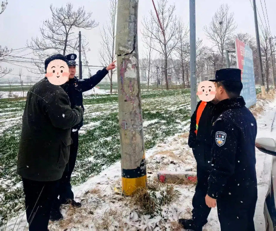 风雪寒 守护暖 梁园公安雪天坚守护平安